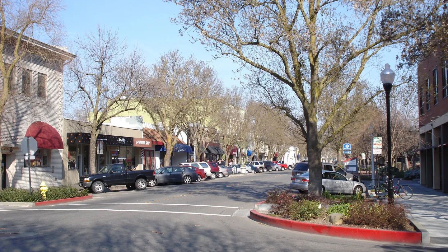 Downtown Davis, California, with its bike-friendly main street.
