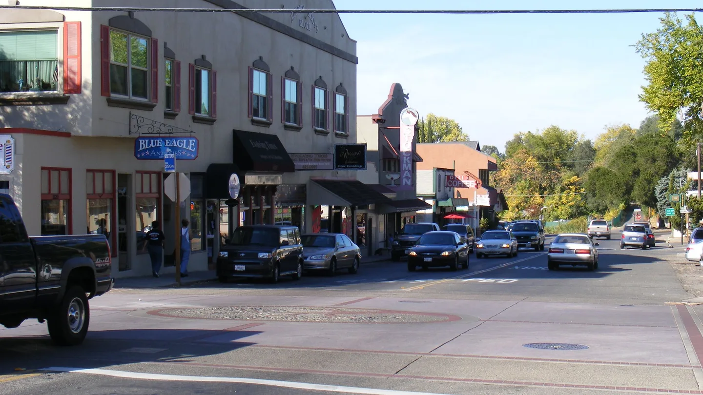 Fair Oaks, California village streetscape.